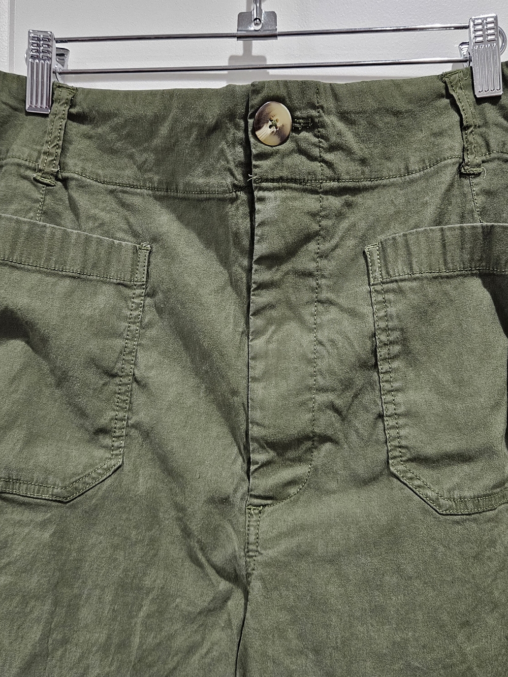 Mauve Olive Green Cropped Wide-Leg Pants Anthropologie - Picture 3 of 6